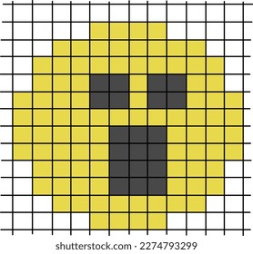 8-Bit-Überraschung bei Emoji auf weißem, karierten Hintergrund