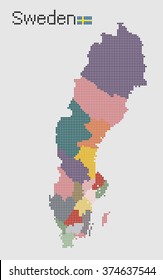 8bit Sweden map with regions and flag
