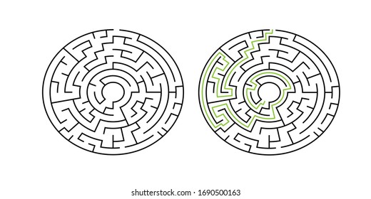 8-corridor wide circular maze with solution