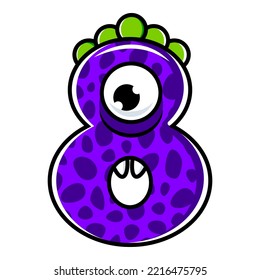 8.Funny Monsters Colorful Numbers, Cute Fantasy Aliens in the Shape of Numerals. Cartoon numbers from 0 to 9 icons are made in the form of human figures with big eyes and face. Arabic numerals. Vector