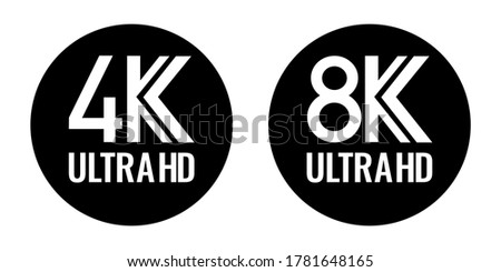 8k and 4k ultra hd black. Vector.