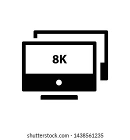 8K computer monitor icon vector black color design