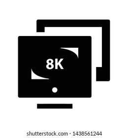 8K computer monitor icon vector black color design