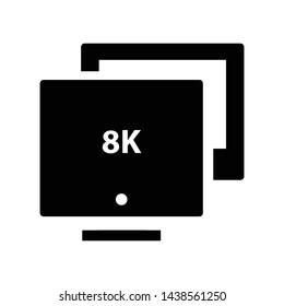 8K computer monitor icon vector black color design