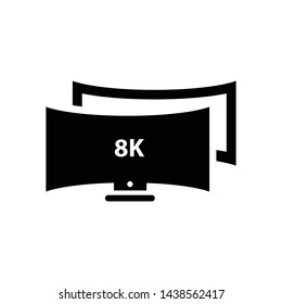 8K computer monitor icon vector black color design