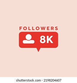 8K Follower Social Media Icon Vector Thank You