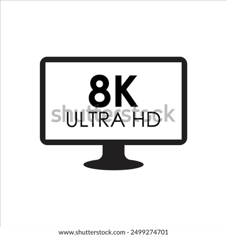 8K full ultra HD vector icon, UHD HDTV screen icon for apps and web