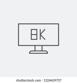 8K monitor modern simple vector icon