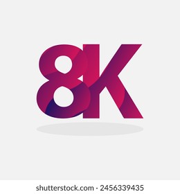 8K number abstract template vector illustration, eight thousand number template