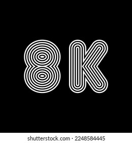 8k Outline Vector Number Symbol