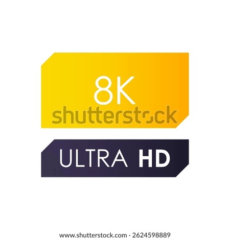 8K screen resolution icon. Ultra HD quality sign. Dimension video sign. High definition monitor label. 8K logotype symbol. Vector illustration