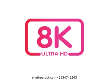 8K, tv einfache Linie Symbol Vektor. Einfaches Design. modernes Farbverlauf-TV-Symbol.