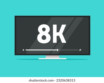 8k tv video icon vector, flat led television high definition ultra hd resolution technology graphic, uhd digital computer monitor clipart image isolated