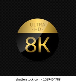8K Ultra HD icon. High technology, highest TV set resolution