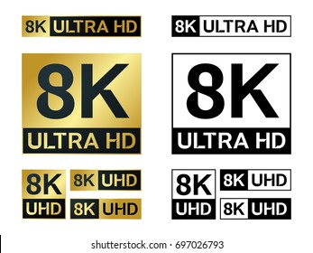 8k Ultra Hd icon. Vector 8K UHD TV symbol of High Definition monitor display resolution standard