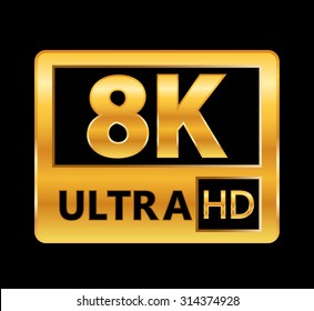 8K ultra hd sign isolated on black background
