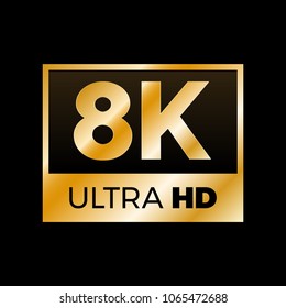 8K Ultra HD symbol, High definition 8K resolution mark, UHD - 4320p