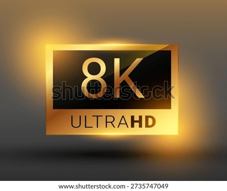 8k ultra hd video resolution label icon in premium style vector