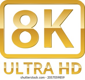 8K Ultra High Definition Video Metall UHD Symbol