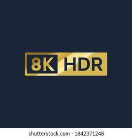 Signo de calidad de resolución de oro vectorial de 8 k 