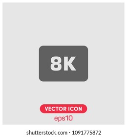 8K Video Format Symbol Vector Icon Illustration For Web And Mobile Application.Ui/Ux.