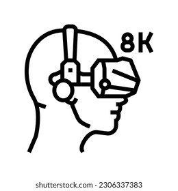 8k virtual reality headset future technology line icon vector. 8k virtual reality headset future technology sign. isolated contour symbol black illustration