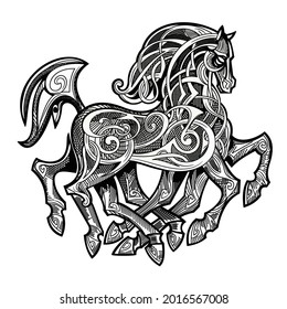 The 8-legged horse tattoo is redrawn as a vector.