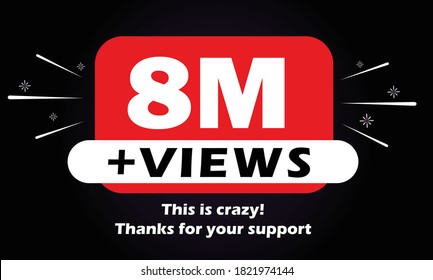 Diseño de fondo de la celebración 8M Views. 8 millones de visitas