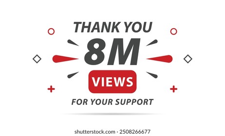 8M views celebration background design. 2 Million views.