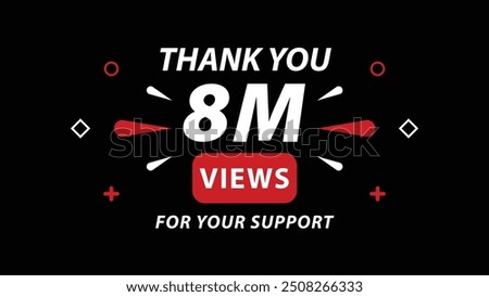 8M views celebration background design. 2 Million views Black Background.