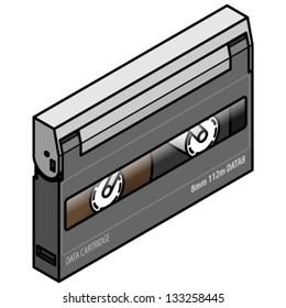 A 8mm Computer Tape Backup Data Cartridge.