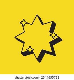 Icône zone de texte rétro étoile à 8 pointes. Elément arrondi ou Ressources de couleur Vintage jaune. Icône Étiquette. Icône Image vectorielle de haute qualité. Image vectorielle modifiable