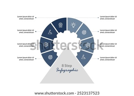 8-Step Circle Infographic Template: Vector Label Design for Process Diagrams, Presentations, Workflow Layouts, Banners, and Flow Charts. Ideal for Clear, Professional Info Graphs and Business Visuals