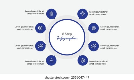8-Step Circular Infographic, Minimal and Stylish Design for Visualizing Growth and Success Strategies
