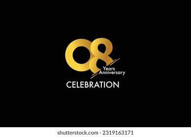 8th, 8 years, 8 year anniversary gold color on black background abstract style logotype. anniversary with gold color isolated on black background, vector design for celebration vector