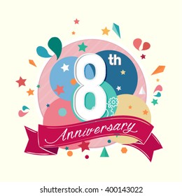 8th anniversary with abstract background
