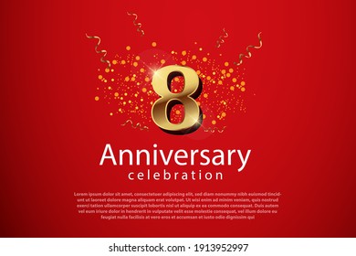 8th anniversary background with 3D number illustration