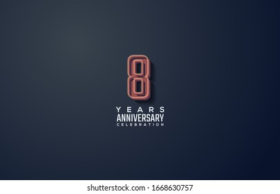 8th anniversary background with an illustration of a pink paint brush with white writing.