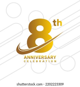 8th anniversary celebration, golden anniversary celebration logo type isolated on white background, vector illustration