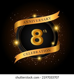 8th anniversary celebration. Golden anniversary celebration template design, Vector illustrations.