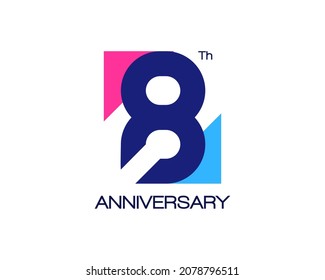 8th anniversary geometric logo. Design with triangle shapes for birthday or celebration