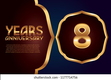 8th Anniversary gold numbers. background for anniversary