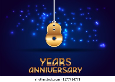 8th Anniversary gold numbers. background for anniversary