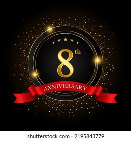 8th Anniversary. Golden anniversary celebration template design, Vector illustrations.