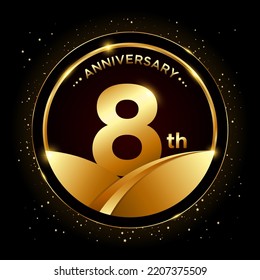 8th anniversary, Golden anniversary template design. Logo vector illustration