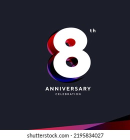 8th Anniversary Logo Design, Number 8 Icon Vector Template.