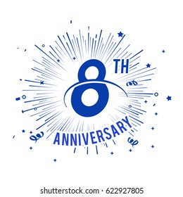 8th anniversary logo with firework and swoosh