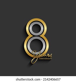 8th anniversary logotype. Anniversary celebration template design for booklet, leaflet, magazine, brochure poster, banner, web, invitation or greeting card. Vector illustrations.