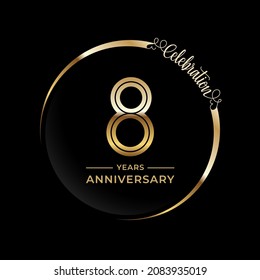 8th anniversary logotype. Golden anniversary celebration emblem design for booklet, leaflet, magazine, brochure poster, web, invitation or greeting card. Vector illustrations. EPS 10