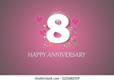 8th anniversary on pink background